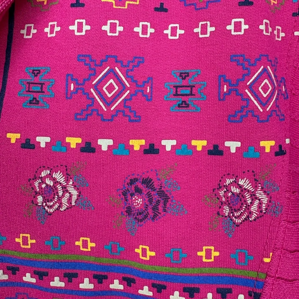 Vintage 90s Women’s Fuchsia Embroidered Long Sleeve Pullover - Picture 5 of 16